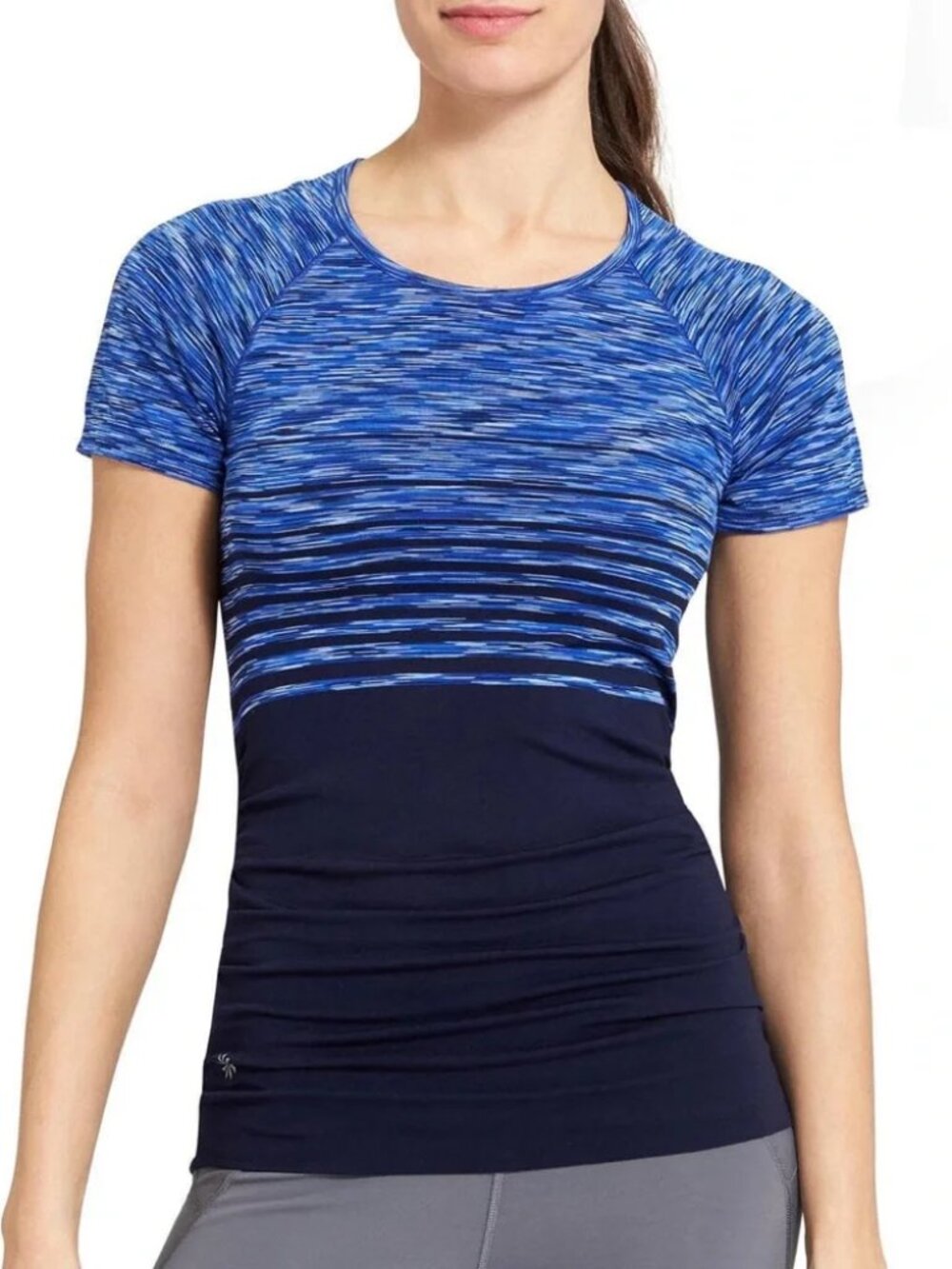 Athleta Finish Fast Spacedyed Blue Gradient Short-Sleeve Active Tee
